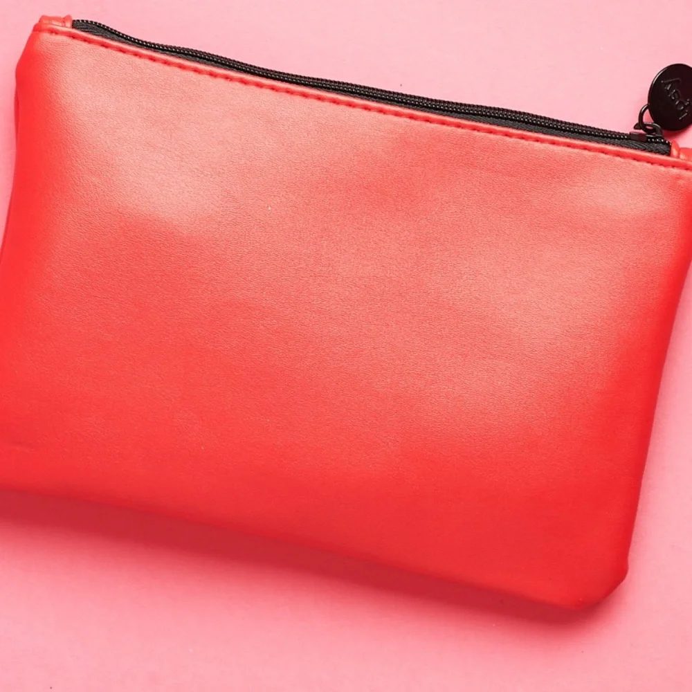 Ipsy Faux Red Leather Masquerade Cosmetic Glam Bag